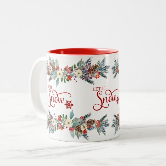 Weihnachts-Blume - Lassen Sie es schneien rote Typ Zweifarbige Tasse (Vorderseite Links)