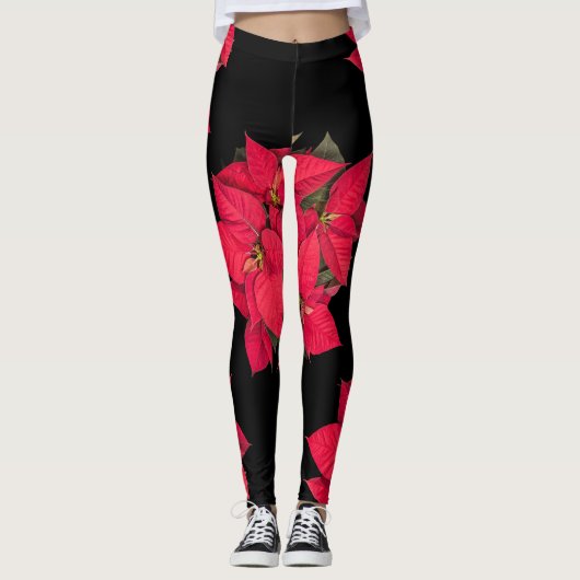 Weihnachts-Blume Leggings (Vorderseite)