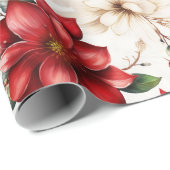 Weihnachts-Blume Poinsettia Rotes Grünes Muster Geschenkpapier (Rolleneckpunkt)