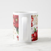 Weihnachts-Blume Poinsettia Rotes Grünes Muster Jumbo-Tasse (Rückseite)