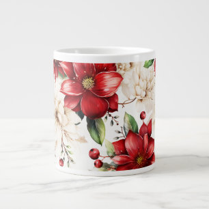 Weihnachts-Blume Poinsettia Rotes Grünes Muster Jumbo-Tasse
