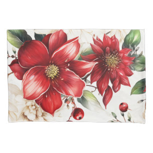 Weihnachts-Blume Poinsettia Rotes Grünes Muster Kissenbezug