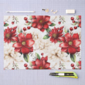 Weihnachts-Blume Poinsettia Rotes Grünes Muster Seidenpapier (Handwerk)