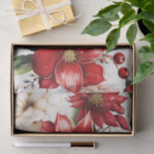 Weihnachts-Blume Poinsettia Rotes Grünes Muster Seidenpapier (Geschenk)
