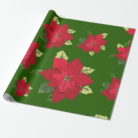 Weihnachts-Blume Poinsettia Wrapping Paper Geschenkpapier (Ungerollt)