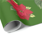 Weihnachts-Blume Poinsettia Wrapping Paper Geschenkpapier (Rolleneckpunkt)