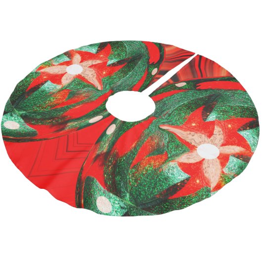 Weihnachts-Blume Polyester Weihnachtsbaumdecke (Schrägansicht)