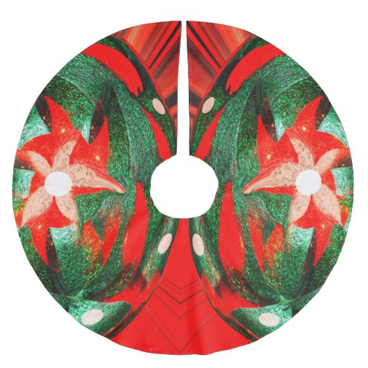 Weihnachts-Blume Polyester Weihnachtsbaumdecke (Vorderseite)