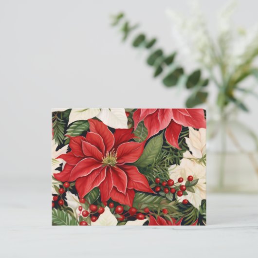 Weihnachts-Blume Postkarte (Stehend Vorderseite)