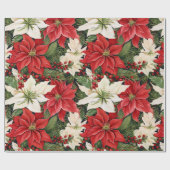Weihnachts-Blume Red White Geschenkpapier (Flach)