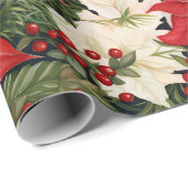 Weihnachts-Blume Red White Geschenkpapier (Rolleneckpunkt)