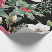 Weihnachts-Blume Red White Poinsettias Black Geschenkpapier (Ecke)