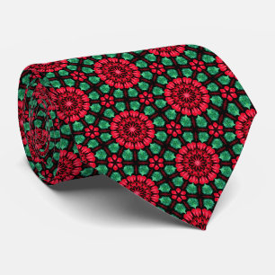Weihnachts-Blume Rot und Grün Krawatte