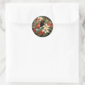 Weihnachts-Blume und Foliage Runder Aufkleber (Tasche)