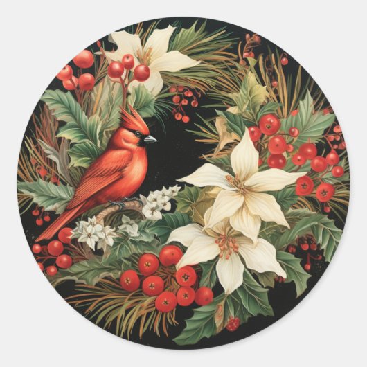 Weihnachts-Blume und Foliage Runder Aufkleber (Vorderseite)