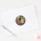 Weihnachts-Blume und Foliage Runder Aufkleber (Umschlag)