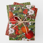 Weihnachts-Blume und Obst Geschenkpapier Set (Beispiel)