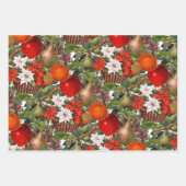 Weihnachts-Blume und Obst Geschenkpapier Set (Vorderseite)