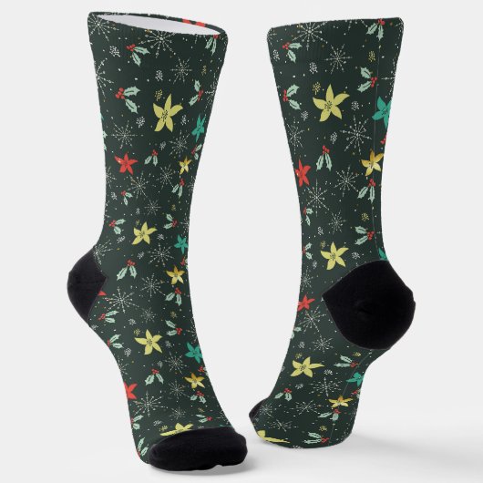 Weihnachts-Blume und Schneeflocken Socken (Gewinkelt)