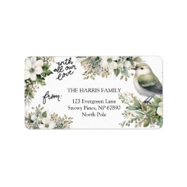 Weihnachts-Blume und Vogel - All unsere Lieben Adressaufkleber