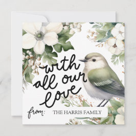 Weihnachts-Blume und Vogel mit all unserer Liebe Einladung