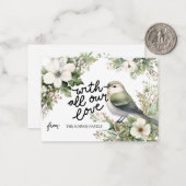 Weihnachts-Blume und Vogel mit all unserer Liebe Mitteilungskarte (Vorderseite/Rückseite Beispiel)