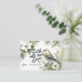 Weihnachts-Blume und Vogel mit all unserer Liebe Mitteilungskarte