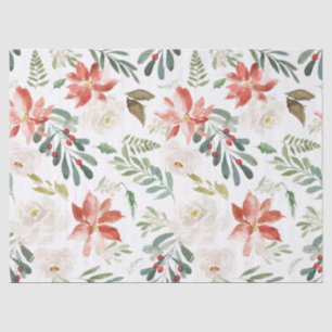 Weihnachts-Blume und Weißrosen-Muster Seidenpapier
