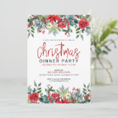 Weihnachts-Blume und Winterfolienrahmen Einladung (Stehend Vorderseite)