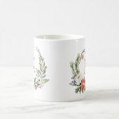 Weihnachts-Blume Wreath Custom Monogram Kaffeetasse (Mittel)