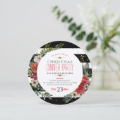 Weihnachts-Blume Wreath & Stripes Diner Einladung (Stehend Vorderseite)