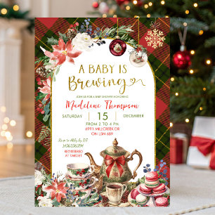 Weihnachts-Blumen-Baby-Brew-Teeparty-Baby-Dusche Einladung