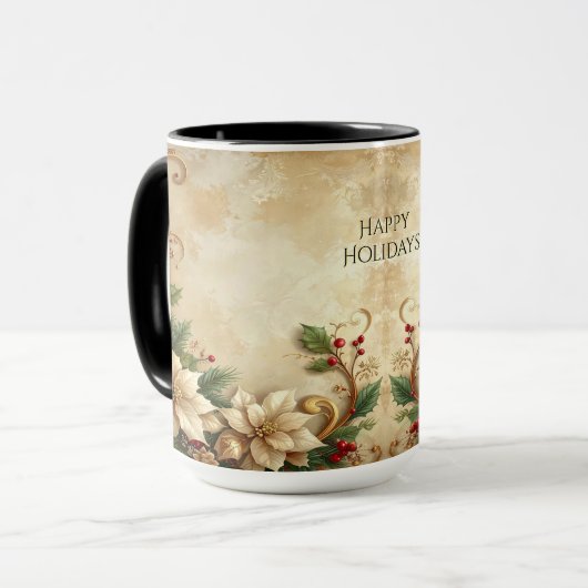Weihnachts-Blumen-Feiertags-Tasse Tasse (Vorderseite Links)