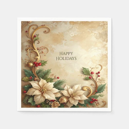 Weihnachts-Blumen-Feiertagsserviette Serviette (Vorderseite)