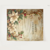 Weihnachts-Blumen-Holiday-Hintergrund Wandteppich (Vorderseite (Horizontal))