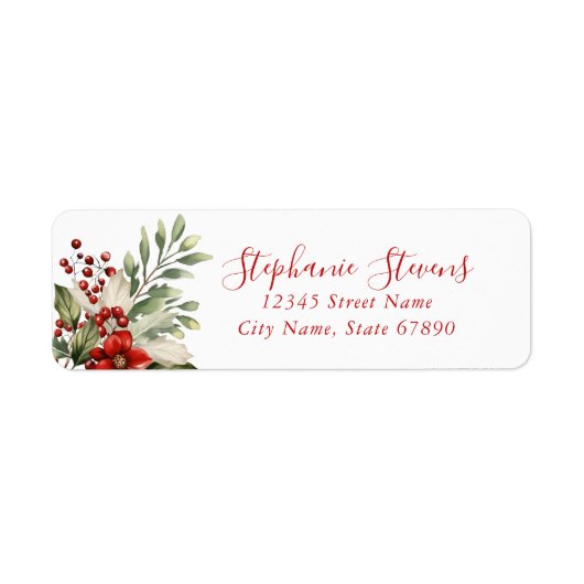 Weihnachts-Blumen-Rücksende-Adressetiketten (Vorne)