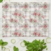 Weihnachts-Blumen-Tartan-Karo | Geschirrtuch (Gefaltet)