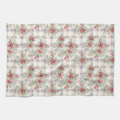 Weihnachts-Blumen-Tartan-Karo | Geschirrtuch (Horizontal)