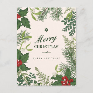 Weihnachts-Blumen Vintage   Foto-Feiertagskarte Feiertagspostkarte