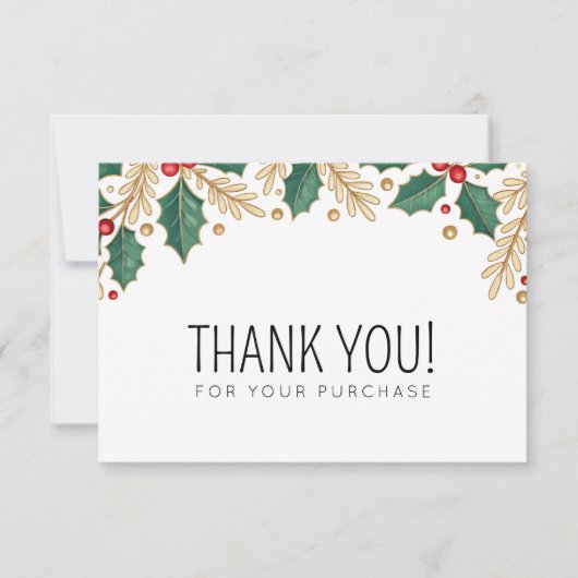 Weihnachts-Blumenblätterung Dankeskarte (Vorderseite)