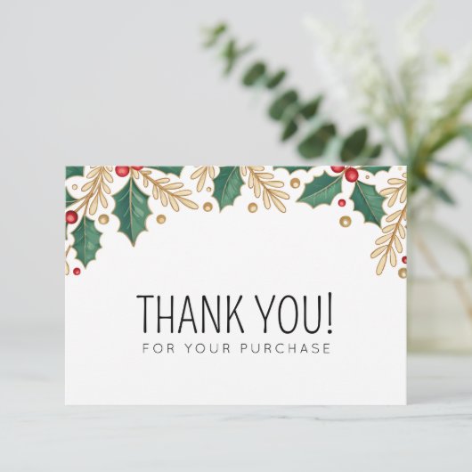 Weihnachts-Blumenblätterung Dankeskarte (Stehend Vorderseite)