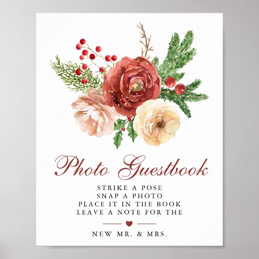 Weihnachts Blumenblätterung Hochzeitsbuch Foto Poster