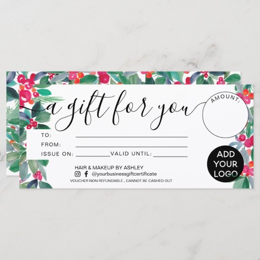 Weihnachts-Blumengeschenk-Logo (Vorne/Hinten)