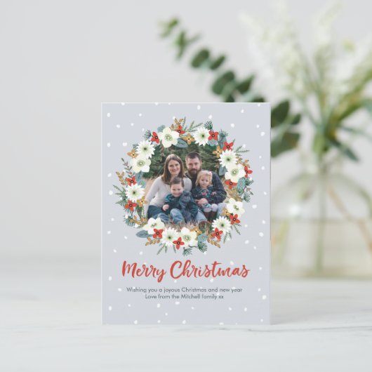 Weihnachts-Blumenkarte Feiertagspostkarte (Stehend Vorderseite)