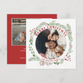 Weihnachts-Blumenkartentafel mit 2 Fotos Feiertagskarte (Vorne/Hinten)