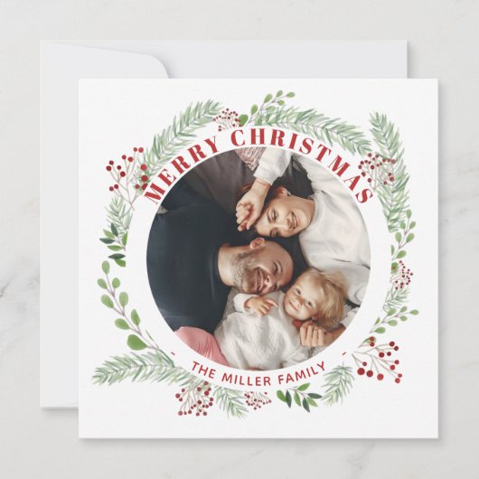 Weihnachts-Blumenkartentafel mit 2 Fotos Feiertagskarte (Vorderseite)