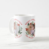 Weihnachts-Blumenkranz in drei Fotos Kaffeetasse (Vorderseite Links)