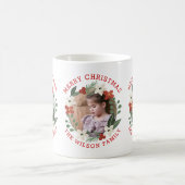 Weihnachts-Blumenkranz in drei Fotos Kaffeetasse (Mittel)