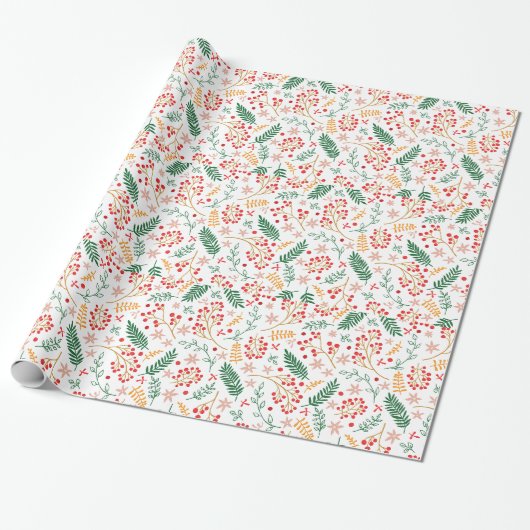 Weihnachts-Blumenmuster Geschenkpapier (Ungerollt)