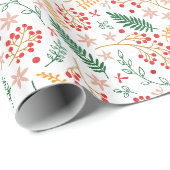 Weihnachts-Blumenmuster Geschenkpapier (Rolleneckpunkt)